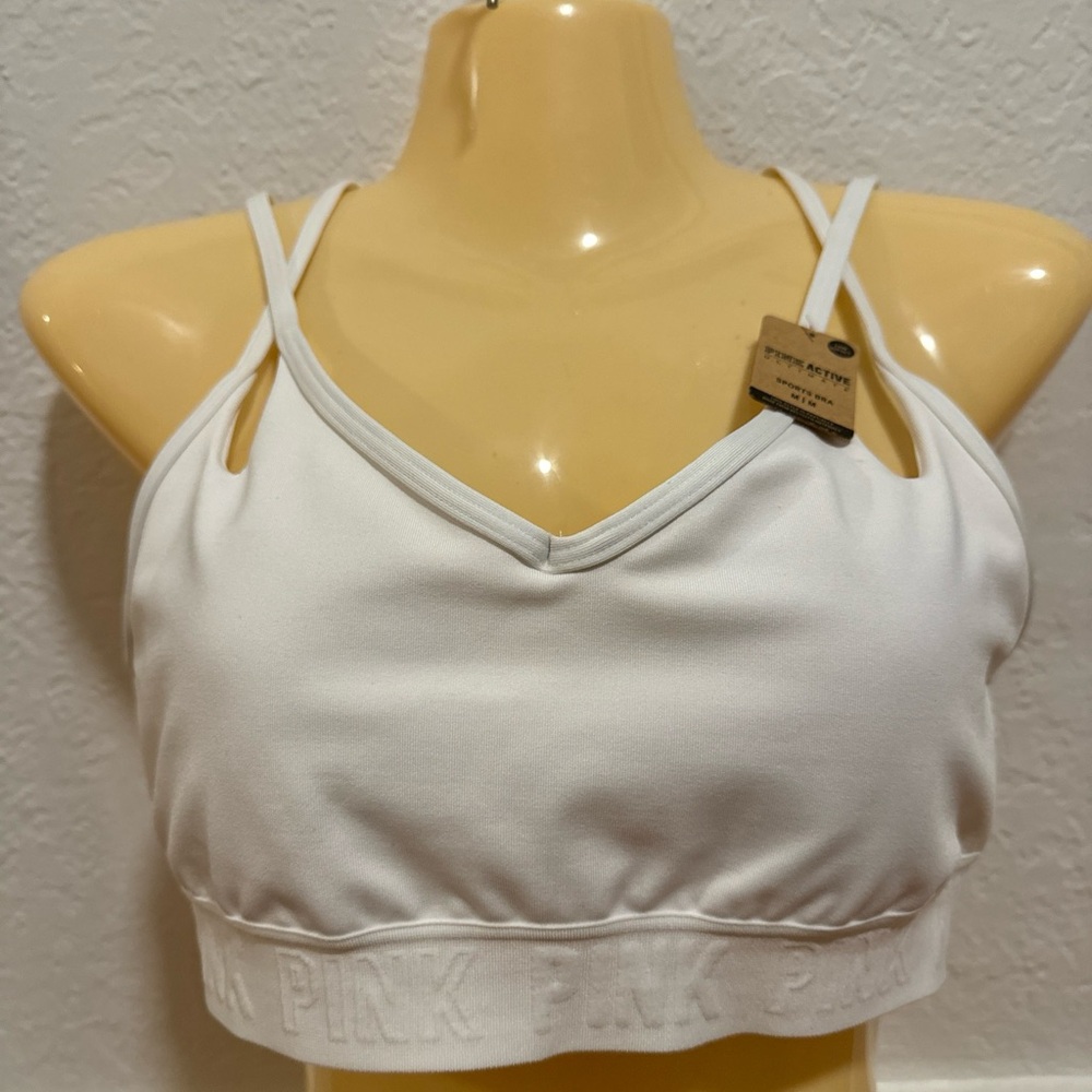 Victorias Secret Pink Active Ultimate Sports Bra White Size Medium Low Impact